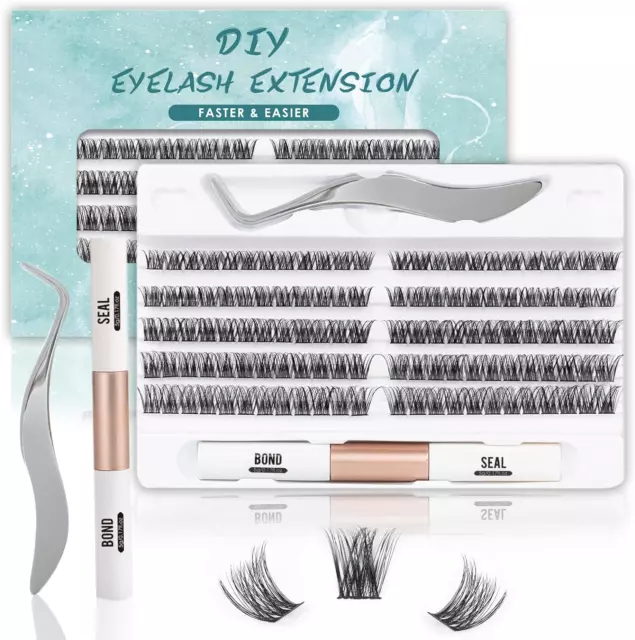 SISILILY Kit Extension Faux Cils Avec Lash Bond and Seal, Individuel 120 Grappe,