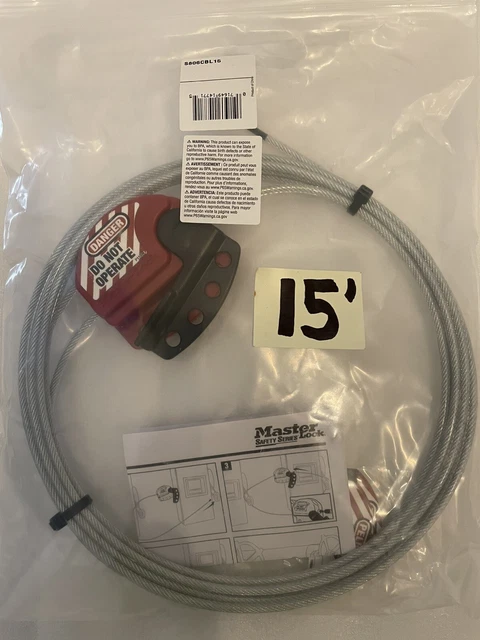 MASTER SAFETY SERIES LOCK AND CABLE, S806CBL15, 15 feet