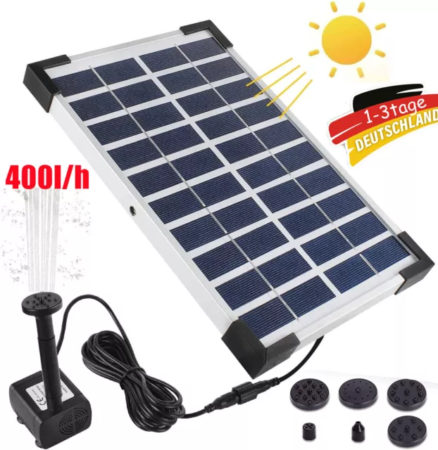 5W 400L/H Solar Springbrunnen Pumpe Teichpumpe Wasserspiel Fontäne Solarpumpe