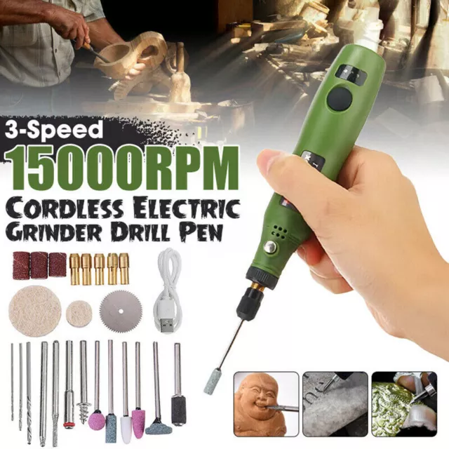 28PCS USB Cordless Electric Mini Drill Grinder Polishing Pen Rotary Tool Kit Set