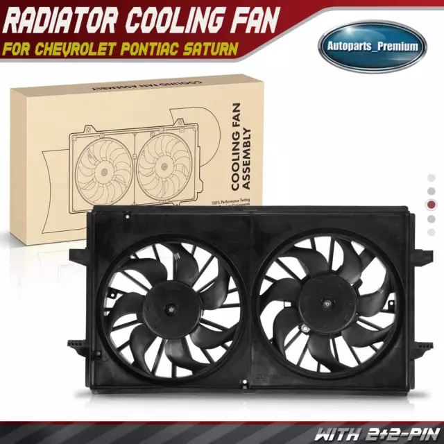 New Dual Radiator Cooling Fan Assembly with Shroud for Chevrolet Pontiac Saturn