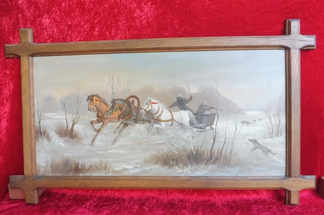 Huile sur toile Paysan au champ  Peintre Russe signé et d