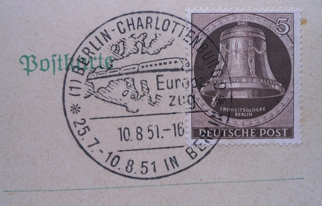 Berlin = Mi. Nr. 75, Glocke links = 5 Pf auf Karte = Sonderstempel 2