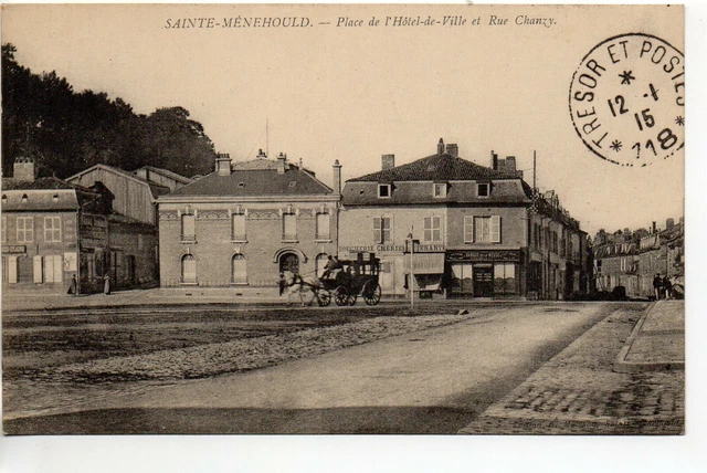 SAINTE MENEHOULD - Marne - CPA 51 - attelage place de l'hotel de ville
