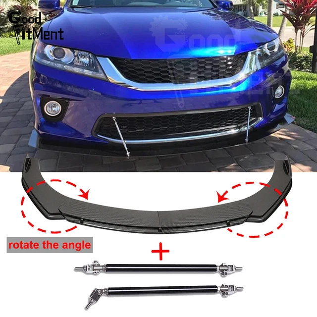 For Honda Accord Hybrid Sport Carbon Fiber Front Bumper Lip Splitter + Strut Rod