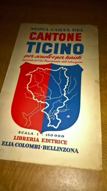 G9187 Canton Ticino - Svizzera - 1953 Mappa epoca - Vintage map