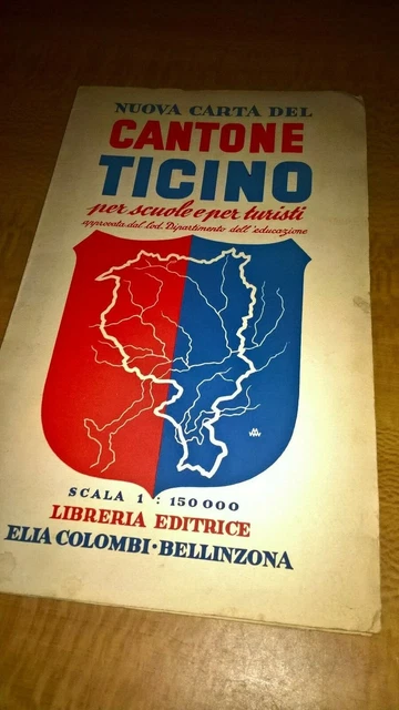 G9187 Canton Ticino - Svizzera - 1953 Mappa epoca - Vintage map