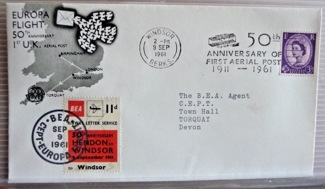 SS23 - 08 - Cover - Cover - QE2 - 50th Ann 1st UK Aerial Post - 9 Sept 1961
