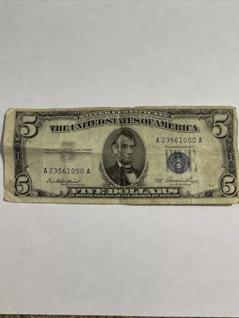 1953 A $5 Five Dollar Silver Certificate Star Note Blue Seal