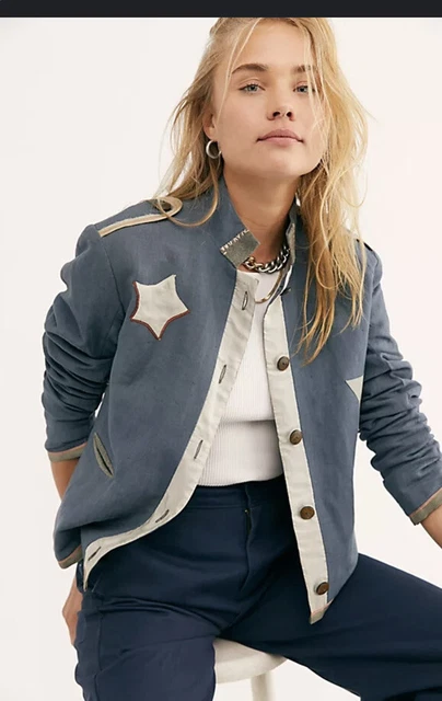 Free People Star Jacket Brenda Knight XS. linen blue rare! Nigel Preston Free People Star Jacket Brenda Knight XS. linen blue rare! Nigel Preston