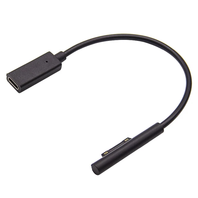 USB-C Female PD Charger Adapter Cable Cord For Microsoft Surface Pro 6/5/4/3/Go