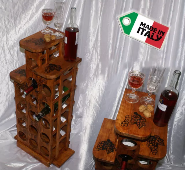 Cantinetta portabottiglie da vino cantina legno porta 15 bottiglie per scaffale