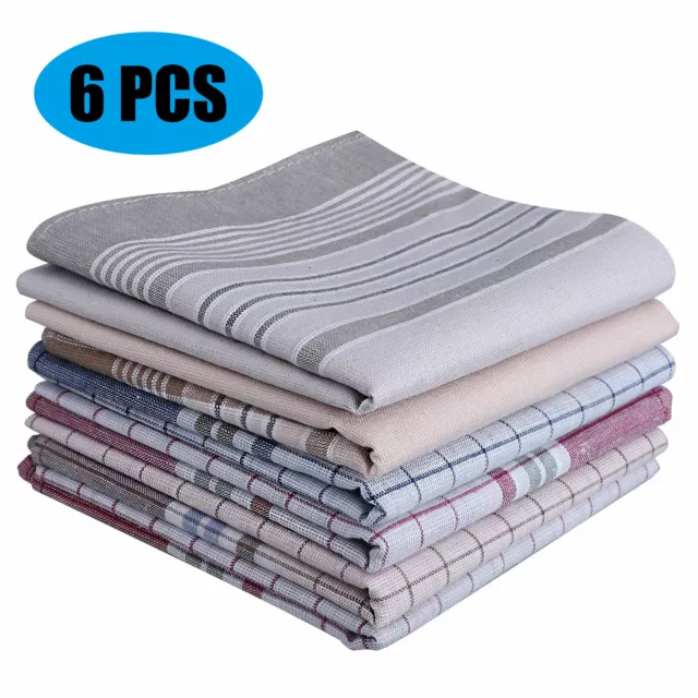 6pcs Cotton Mens Handkerchiefs Handkerchief Pocket Hanky Assorted Square Hankie