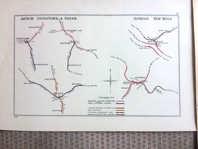 4 ORIGINAL RAILWAY Maps Ireland 1903 On Belfast Dublin Strabane Navan ...