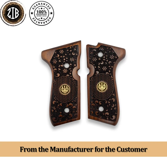 Zib Grips Wooden Series Beech Pistol Grips For Beretta F81 – Brown, Precision Fit