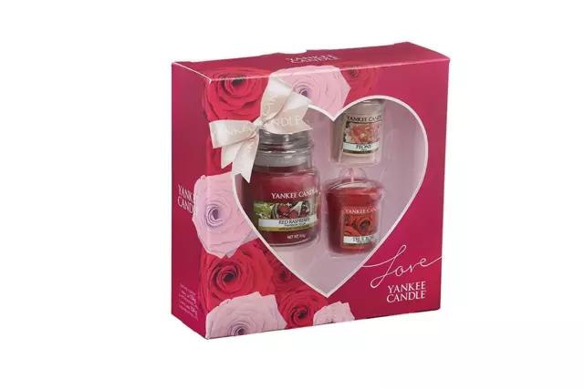 Yankee Candle Heart / Love 3 x bougies parfumées cire coffret cadeau maison