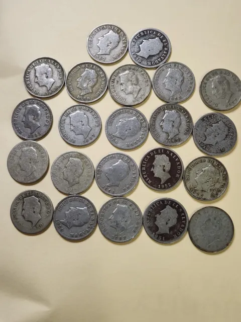 Lot of 22 El Salvador 5 Centavos Coins (1918 onwards) - estimated  $60".M60A