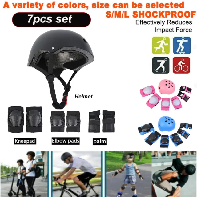 7pcs Kids Skateboard Skating Protection Gear Set Knee Pads Elbow Pads Helmet