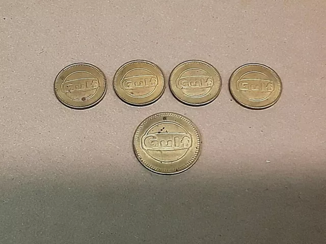 Gulf Oil Gas Company FREE CAR WASH Coin Token  Lot of 5