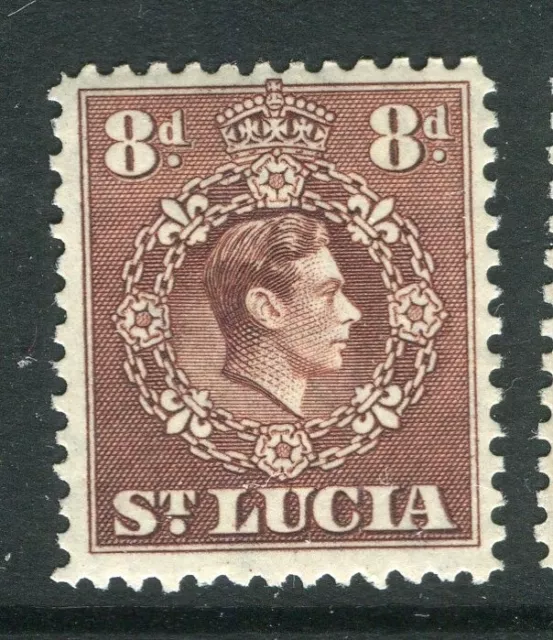 ST.LUCIA; 1938 early GVI portrait issue Mint hinged Shade of 8d. value