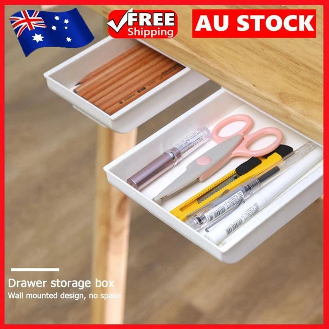 Under Desk Self-adhesive Table Drawer Storage Box Desktop Organizer Tray Box