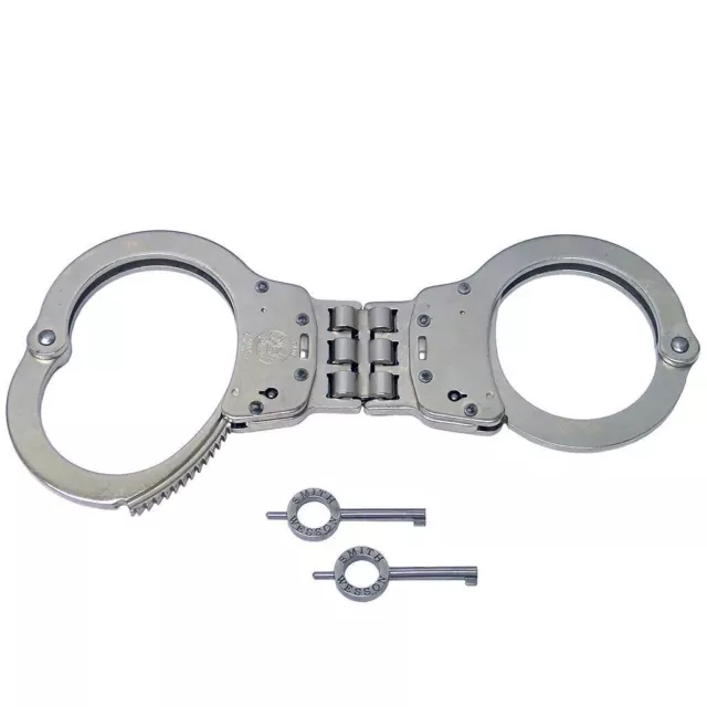 Smith & Wesson Model 300P Push-Pin Hinged Satin Nickel Handcuffs