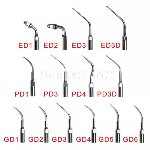 14 Type Dental Ultrasonic Scaler Scaling Endo Perio Tip Fit DTE SATELEC GD/ED/PD