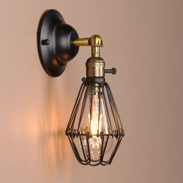 Permo Vintage Industrial Style Sconce Iron Wall Lamp Bird Cage Rustic Wall Light 3