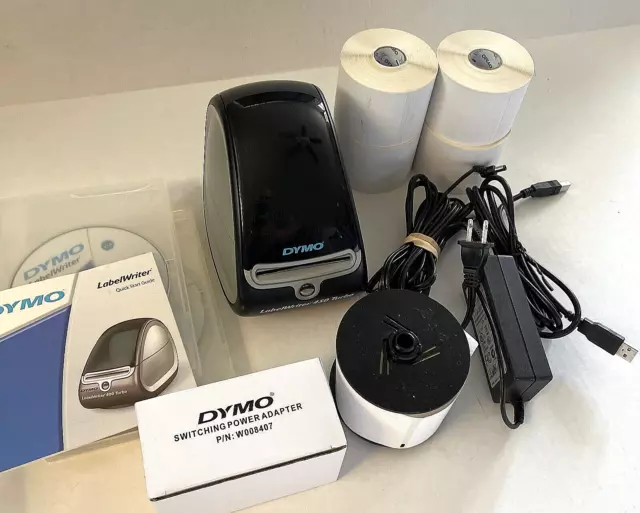 Dymo LabelWriter 450 Turbo Label Printer (1750283) w/ Power Source USB 5 Roll