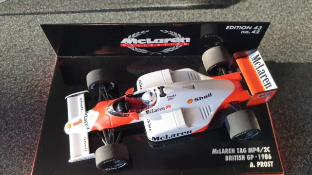 Minichamps F1 McLaren TAG MP4/2C British GP 1986 Alain Prost 1/43 World Champion