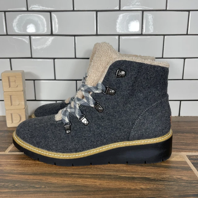 Dr. Scholl's So Cozy Women's Size 7.5 Shoes Charcoal Flannel Faux Fur Ankle Boot