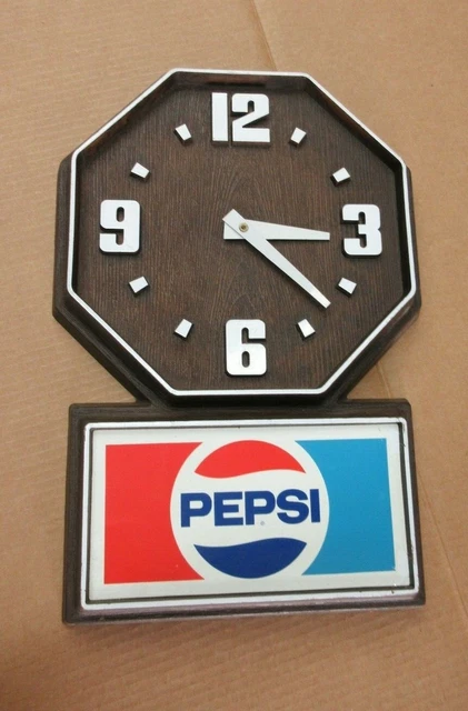 Vintage Pepsi Hanging Wall Clock Sign Advertisement C4