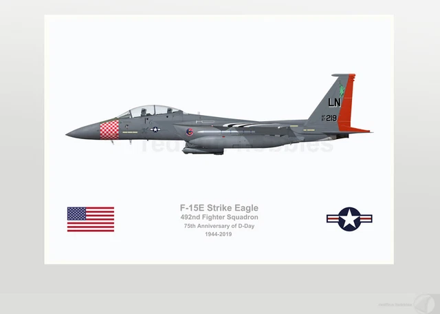 WARHEAD ILLUSTRATED F-15E 492nd FS 75th Anni. D-Day scheme 97-219 ...