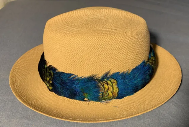 Handmade Hawaiian Hat Band Lei. Peacock. All Natural No Dies. Hat Not Included.