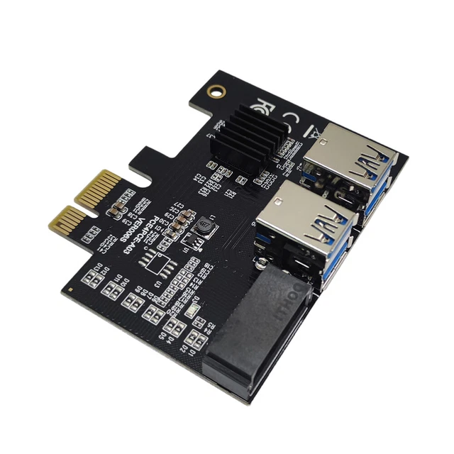 PCI-E 1 to 4 Expansion Card PCI-E 1X to 16X 4 Port Dual Layer USB 3.0 Adapter US