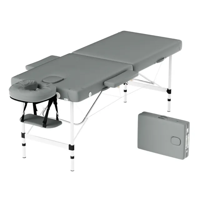 Zenses Massage Table 55cm Portable 2 Fold Aluminium Beauty Therapy Bed Grey