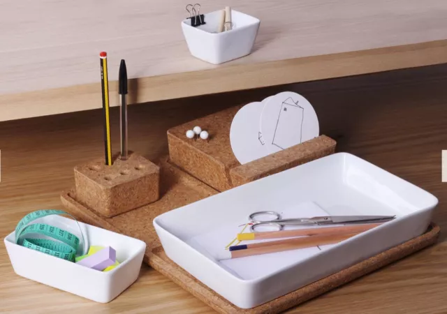 Designer Desk Organizer Tidy Set Stationary Letter Trays Pen Holder Porcelain