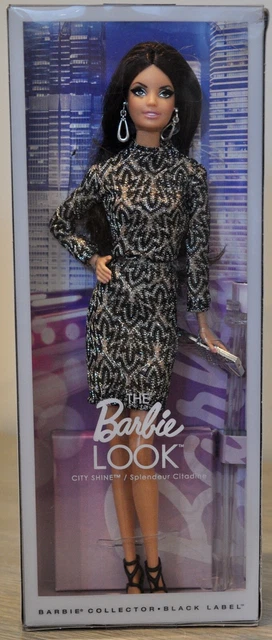 2014 Mattel THE BARBIE LOOK Brunette City Shine Black Label Model Muse #CFB38