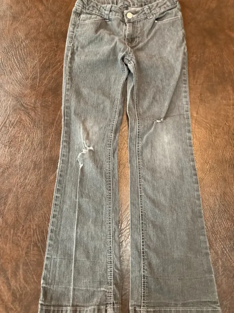 Girl s Size 10 FADED GLORY Jeans Boot Cut Gray Destroyed Embroidered
