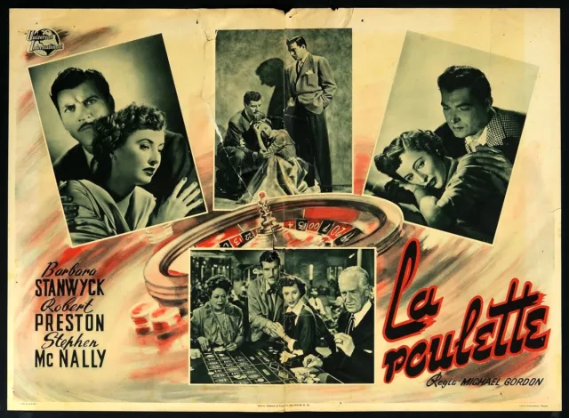 LA ROULETTE  The Lady Gambles B. STANWYCK, RARO SOGGETTONE 1a 1949 POSTER NOIR