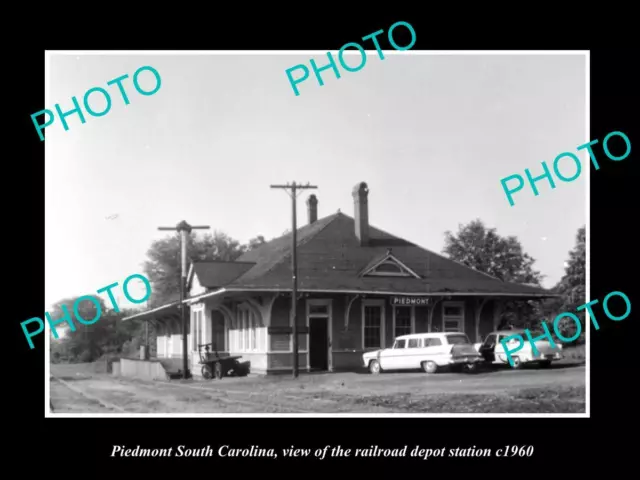 OLD 8x6 HISTORIC PHOTO OF PIEDMONT SOUTH CAROLINA THE RAILROAD DEPOT c1960