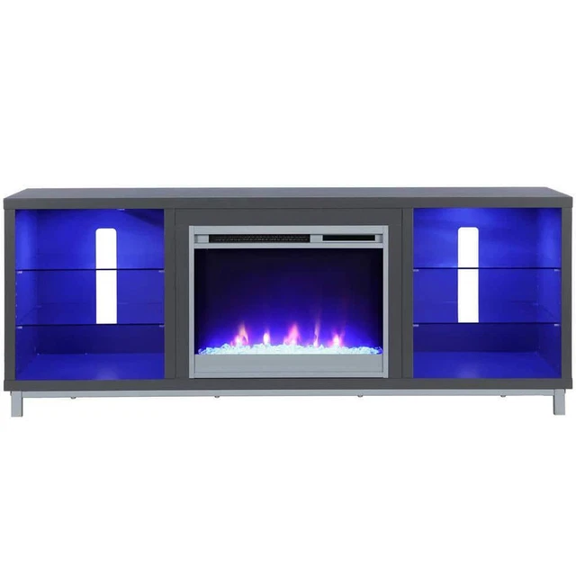 Ameriwood Fireplace TV Stand 24.88"X64.76"X18.9" Adjustable Color/Thermostat+LED