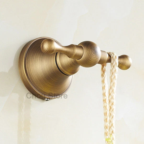 Bathroom Antique Brass Double Hook Wall Mounted Towel Rack Robe Hooks Hanger NEW