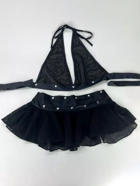 Sexy Lingerie Triangle Bra with Matching Skirt Black Mesh Wire Free Unlined