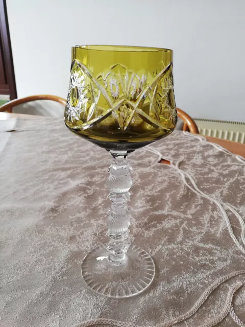 Weinglas Römer Kristall Gelb Höhe 20 cm Durchmesser 7,5 cm
