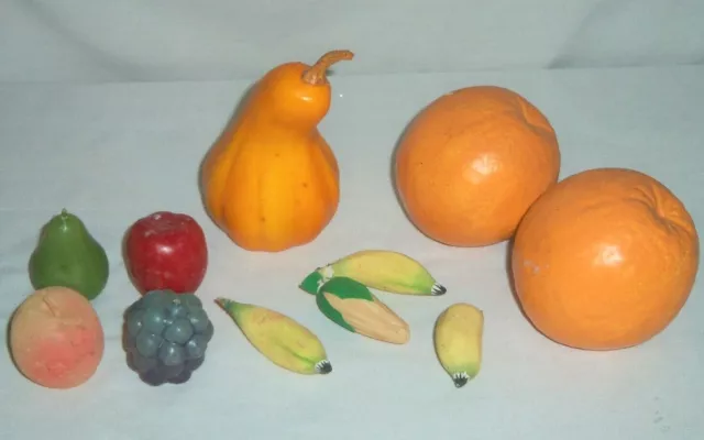 Lot Artificial Faux Fake Fruit Vegetables Ceramic Candles Plastic Orange Squash