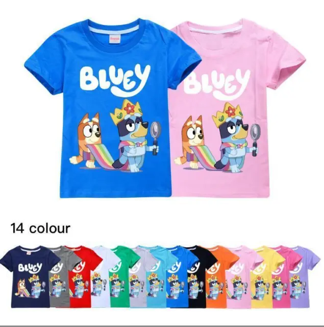 T-shirt bingo blu bambini ragazze manica corta cotone top estivi