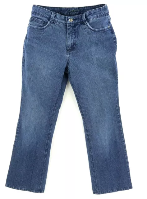 Sonoma Life + Style Jeans Womens 12 Dark Blue Cotton Blend Mid Rise Straight Leg