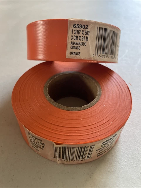 Lot Of 2 Irwin Strait-Line Orange 65902, 300’ X 1-3/16” EA Flagging Marking Tape