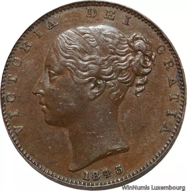 F5923 Rare United Kingdom Farthing Victoria 1843 UNC -> Make offer